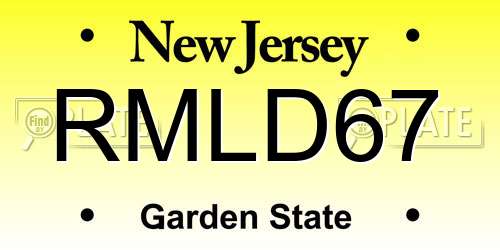 RMLD67 New Jersey License Plate