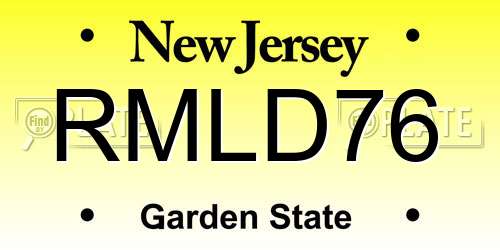 RMLD76 New Jersey License Plate