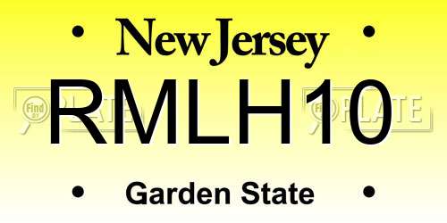 RMLH10 New Jersey License Plate