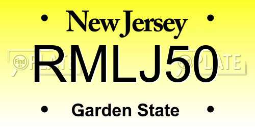 RMLJ50 New Jersey License Plate