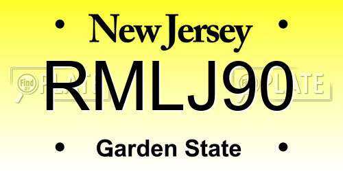 RMLJ90 New Jersey License Plate