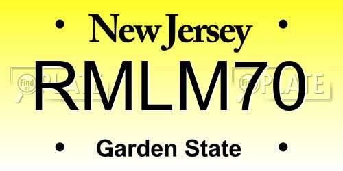 RMLM70 New Jersey License Plate