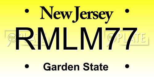 RMLM77 New Jersey License Plate