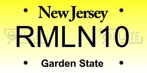 RMLN10 New Jersey License Plate