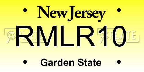 RMLR10 New Jersey License Plate