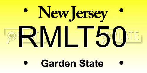 RMLT50 New Jersey License Plate