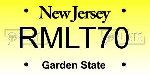 RMLT70 New Jersey License Plate