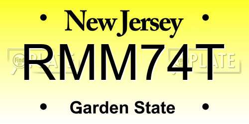 RMM74T New Jersey License Plate