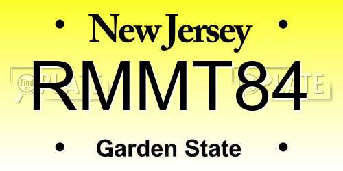 RMMT84 New Jersey License Plate