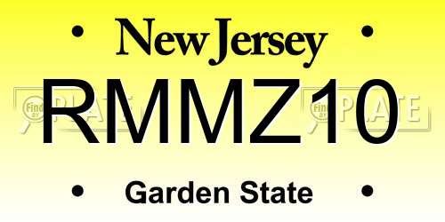 RMMZ10 New Jersey License Plate