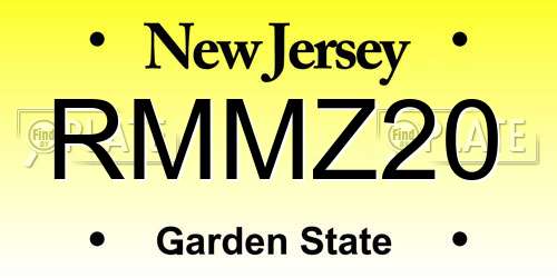 RMMZ20 New Jersey License Plate