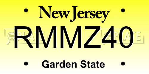 RMMZ40 New Jersey License Plate