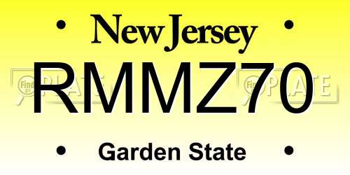 RMMZ70 New Jersey License Plate
