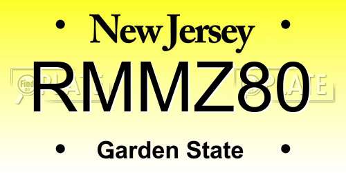 RMMZ80 New Jersey License Plate