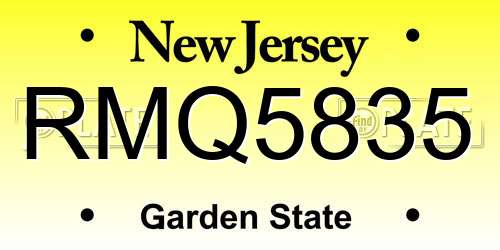 RMQ5835 New Jersey License Plate