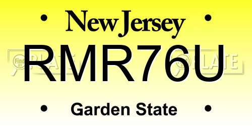 RMR76U New Jersey License Plate