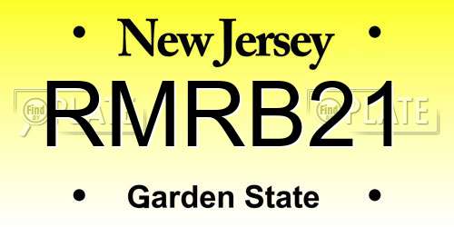 RMRB21 New Jersey License Plate