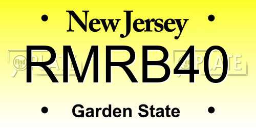 RMRB40 New Jersey License Plate
