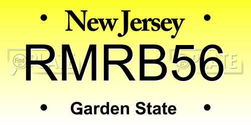 RMRB56 New Jersey License Plate