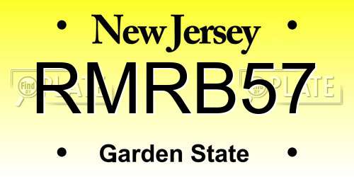 RMRB57 New Jersey License Plate