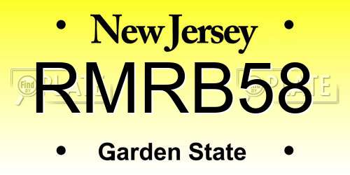 RMRB58 New Jersey License Plate