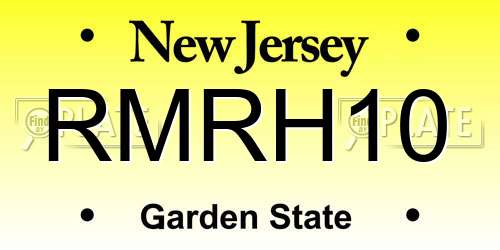 RMRH10 New Jersey License Plate