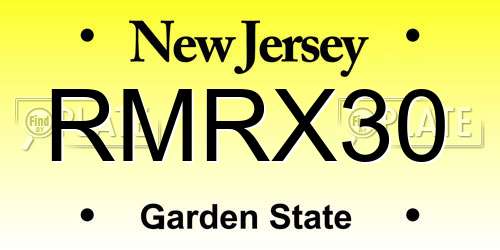 RMRX30 New Jersey License Plate