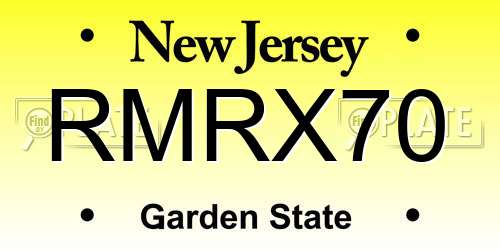 RMRX70 New Jersey License Plate