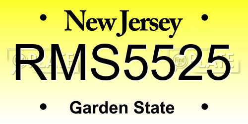 RMS5525 New Jersey License Plate