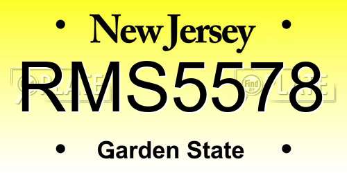 RMS5578 New Jersey License Plate