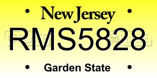 RMS5828 New Jersey License Plate