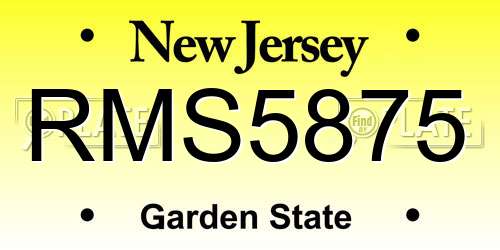 RMS5875 New Jersey License Plate