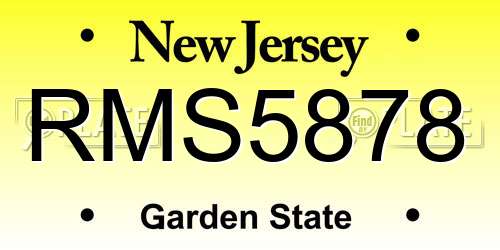 RMS5878 New Jersey License Plate