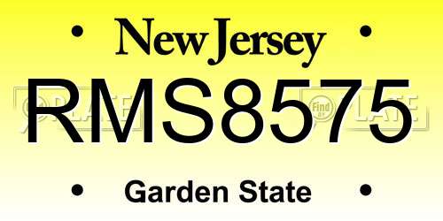 RMS8575 New Jersey License Plate