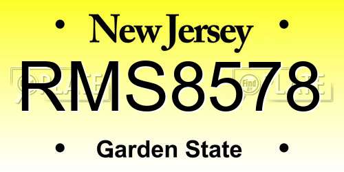 RMS8578 New Jersey License Plate