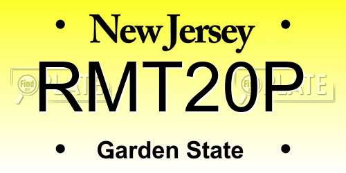 RMT20P New Jersey License Plate