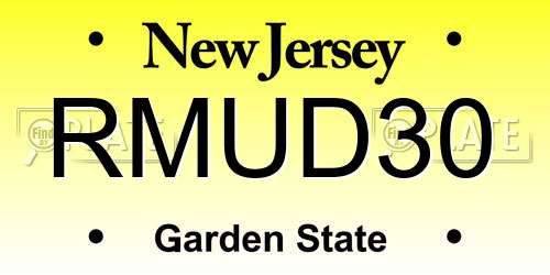 RMUD30 New Jersey License Plate