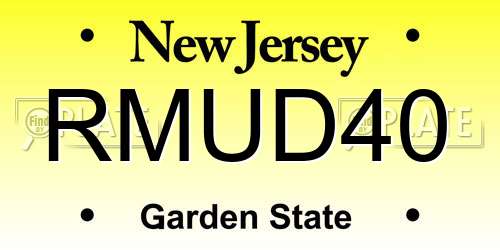 RMUD40 New Jersey License Plate
