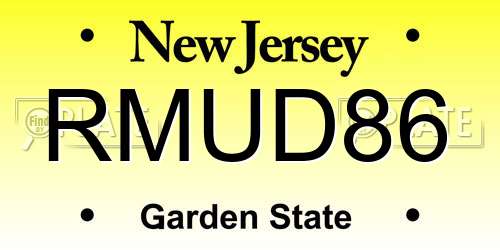 RMUD86 New Jersey License Plate