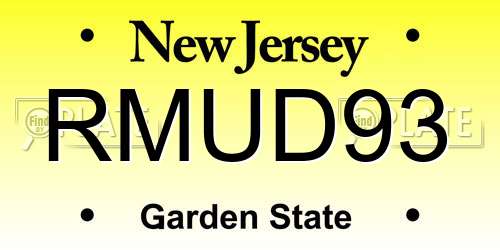 RMUD93 New Jersey License Plate