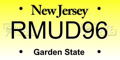 RMUD96 New Jersey License Plate