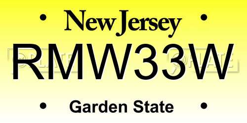 RMW33W New Jersey License Plate