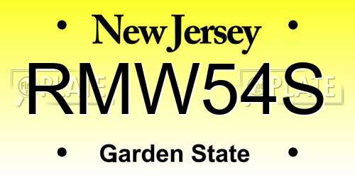 RMW54S New Jersey License Plate