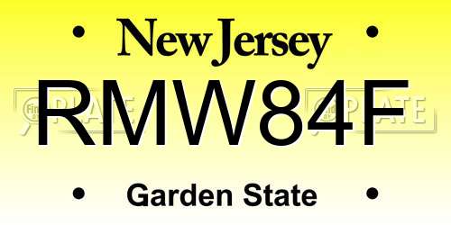 RMW84F New Jersey License Plate