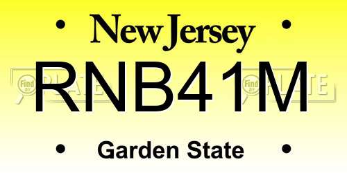 RNB41M New Jersey License Plate