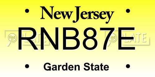 RNB87E New Jersey License Plate