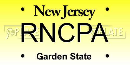 RNCPA New Jersey License Plate