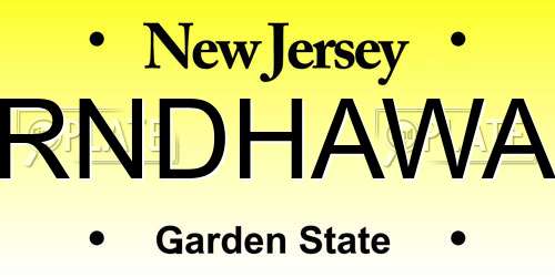 RNDHAWA New Jersey License Plate