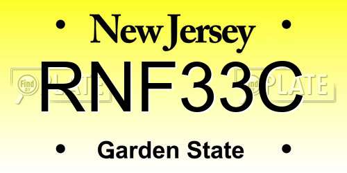 RNF33C New Jersey License Plate