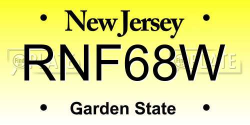 RNF68W New Jersey License Plate